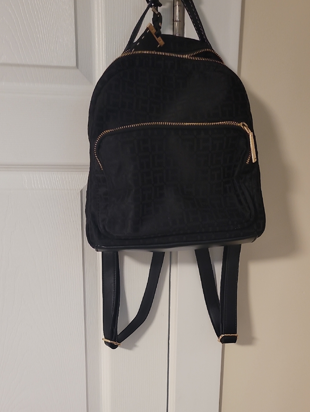 5 for $25 Tommy Hilfiger Black Backpack with Gold-Tone Hardware